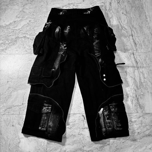"MUTATION" Industrial Distorted Zipper & Paint Cargo Pants