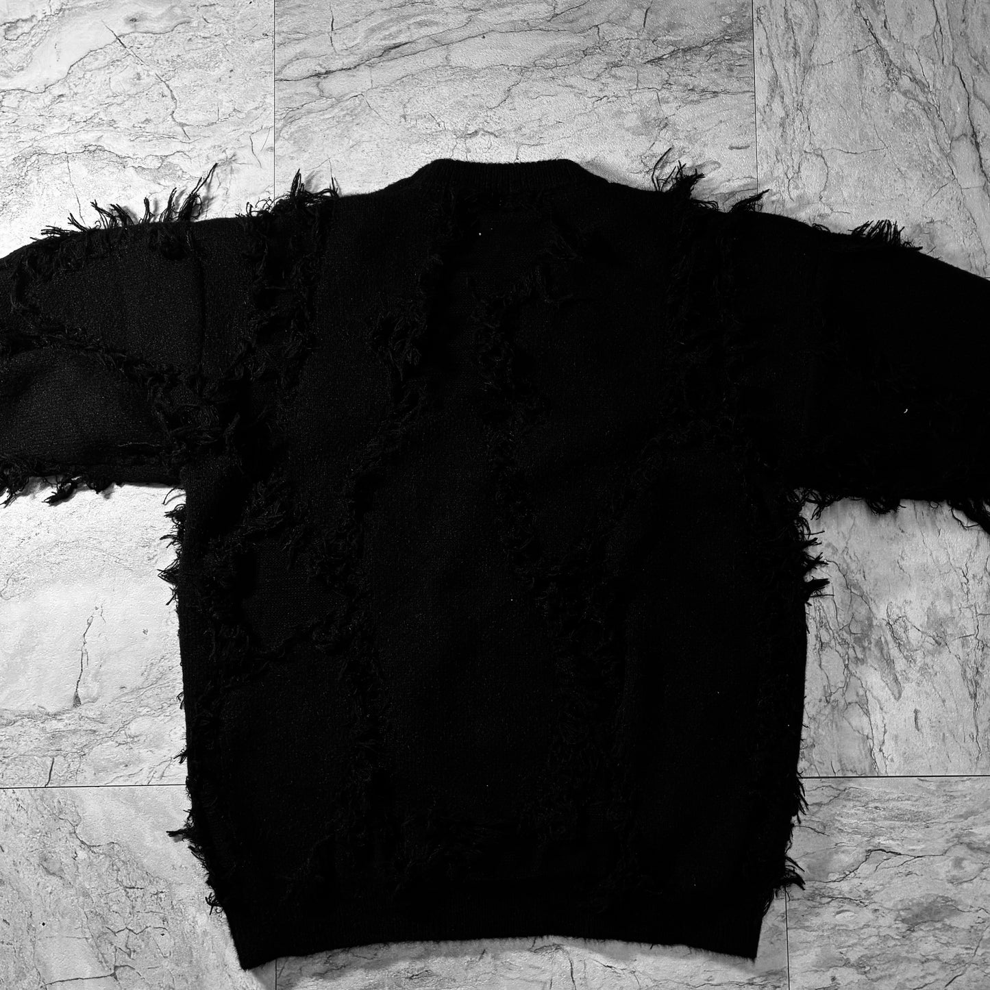 "CHAOS FRACTURE" Deconstructed Raw-Edge Fringe Knit Sweater