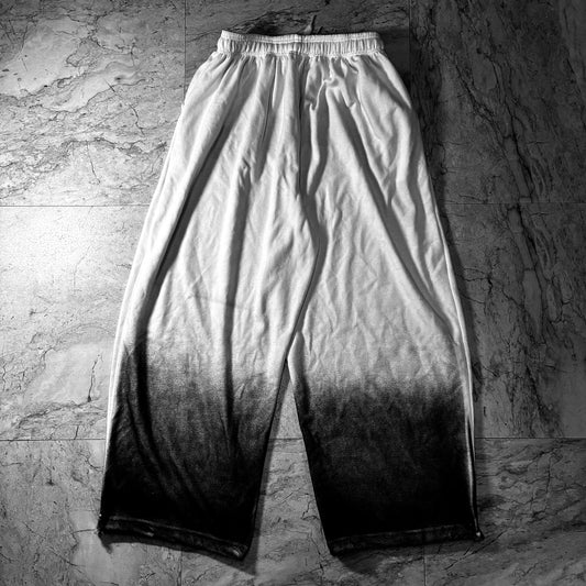 "BREACHED VOID" Gothic-Graphic Spray Fade Wide Sweat Pants