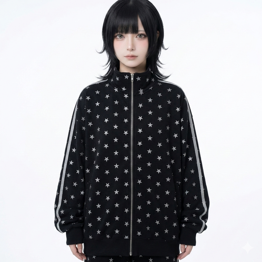 SILVER STAR-GAZER Oversized Track Jacket