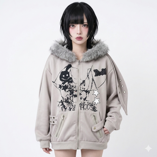 NEVER STAY - Shadow Lepus Grommet Hoodie